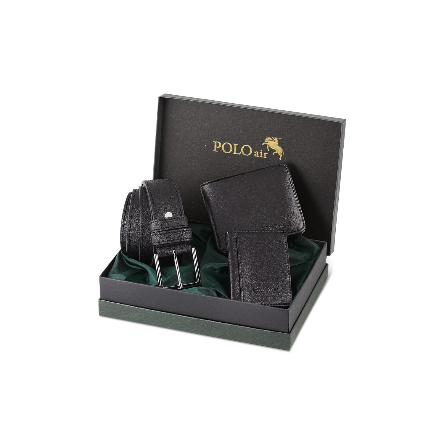 Kutulu Siyah Klasik Erkek Cüzdan Kemer Kartlık Seti