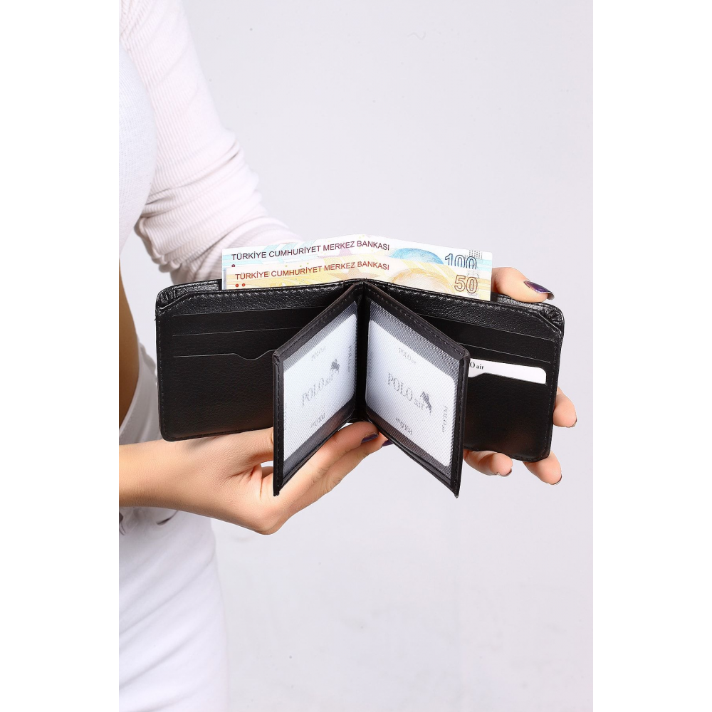 Kutulu Siyah Klasik Erkek Cüzdan Kemer Kartlık Seti