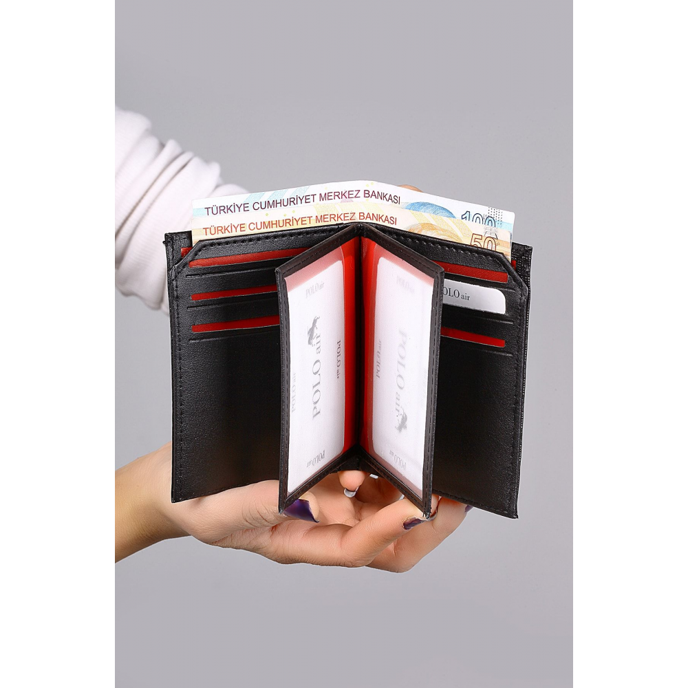 Siyah Dama Desenli Kutulu Erkek Cüzdan Kemer Kartlık Seti