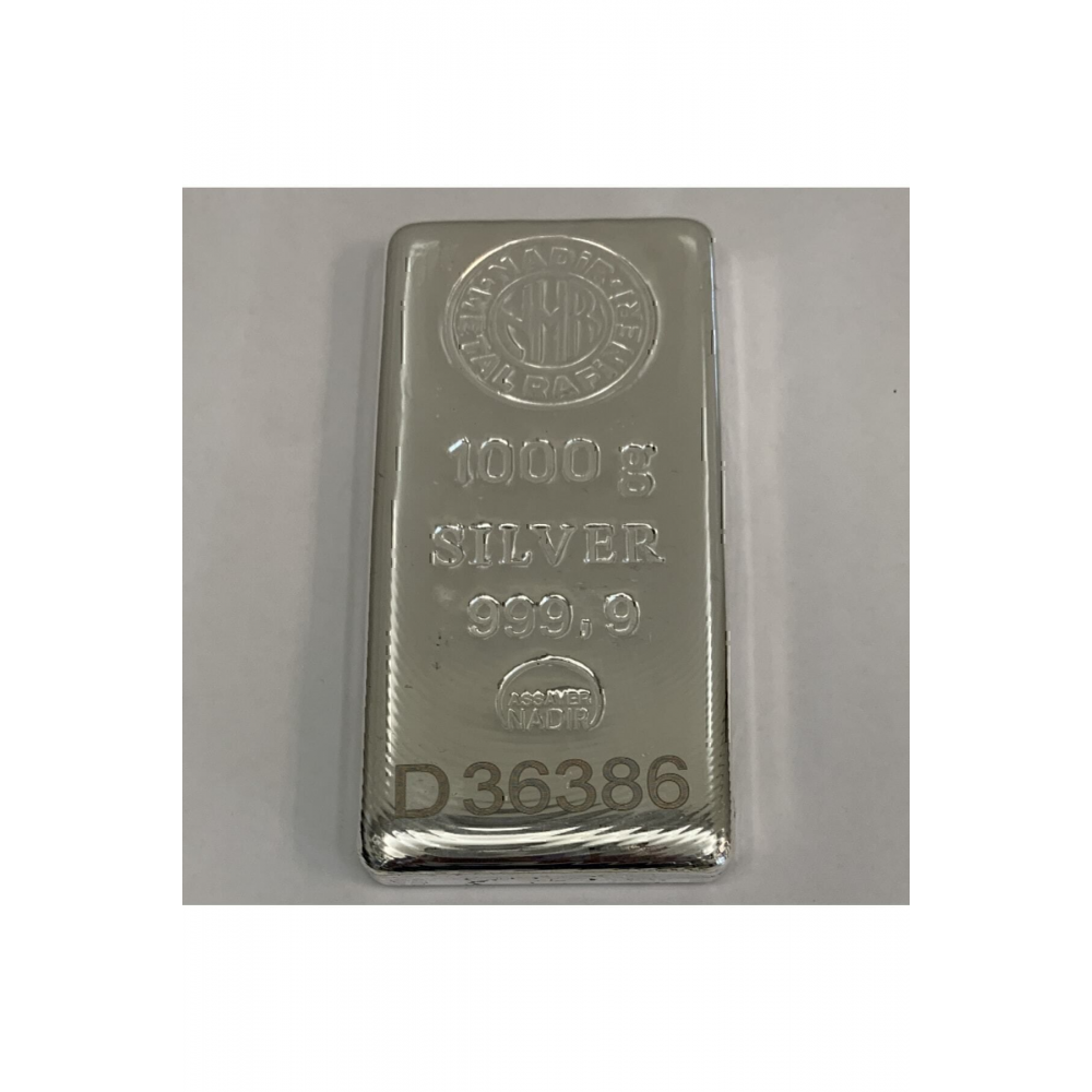 Uluslararası Geçerli Sertifikalı Faturalı 1000 gram 999.9 Saf Külçe Gümüş