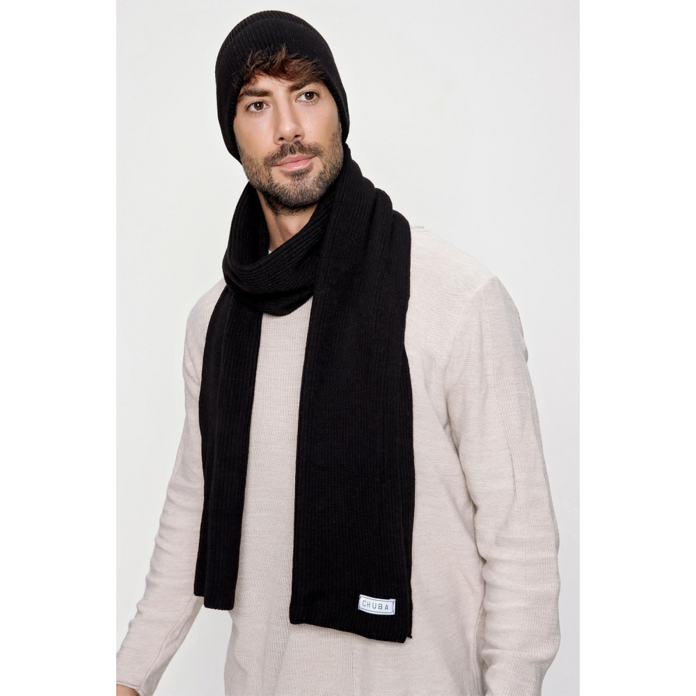 Erkek Selanik Örgü Triko Atkı Bere Takımı Siyah 22w850