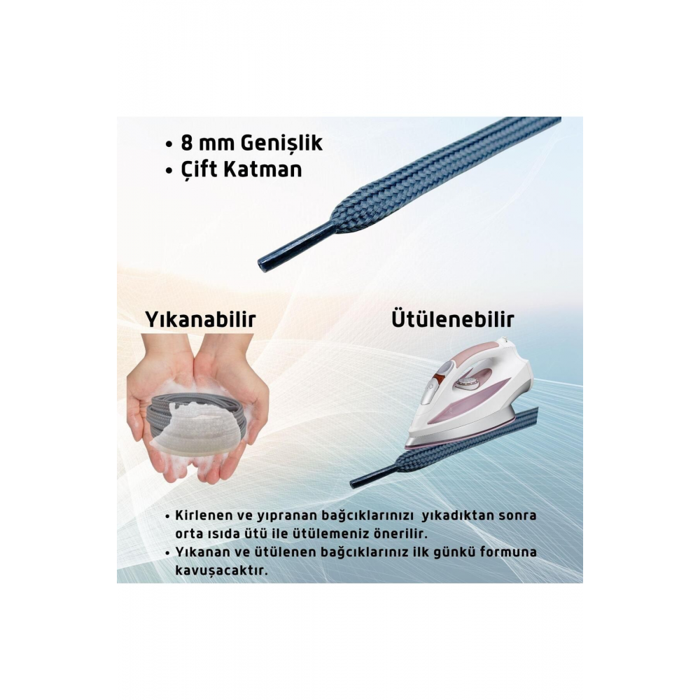 Exclusice 120 Cm Beyaz Yassı Spor Ayakkabı Bağcığı, Çift Katmanlı Örgülü Sneakers Bağcık, 1 Çift