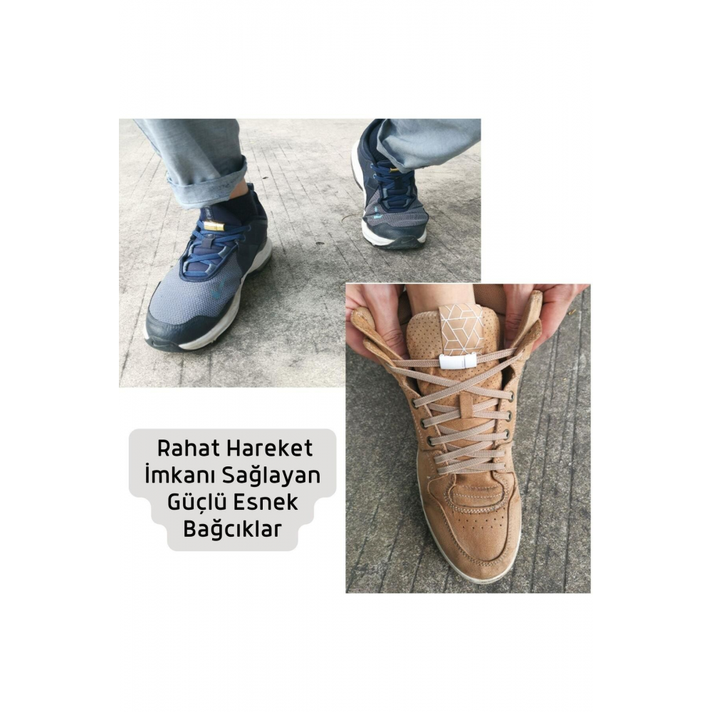 Takbırak Mıknatıslı Lastikli Ayakkabı Bağcığı, Akıllı Bağcık, Bot Çocuk Spor Converse Bağcık, Beyaz