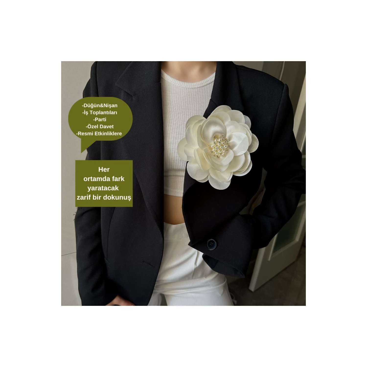 Elegant İğneli Yaka Çiçeği İNCİ TAŞLI Çiçek Broş Kumaş Yakagülü Ceket Elbise Şapka İçin Şık Aksesuar