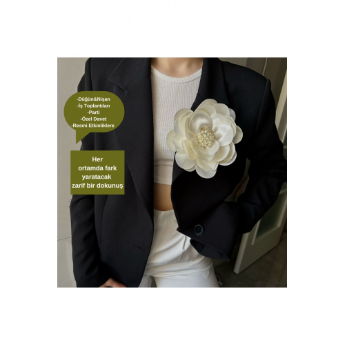 Elegant İğneli Yaka Çiçeği İNCİ TAŞLI Çiçek Broş Kumaş Yakagülü Ceket Elbise Şapka İçin Şık Aksesuar