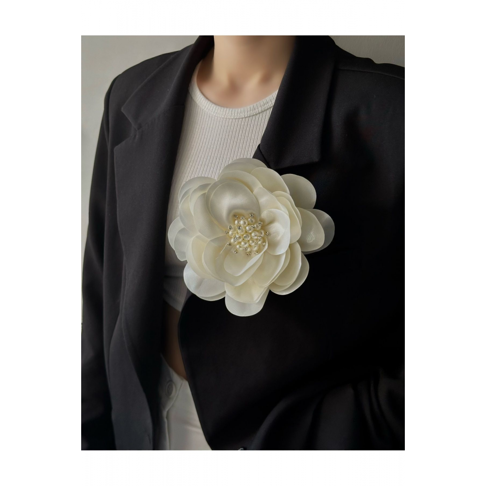 Elegant İğneli Yaka Çiçeği İNCİ TAŞLI Çiçek Broş Kumaş Yakagülü Ceket Elbise Şapka İçin Şık Aksesuar