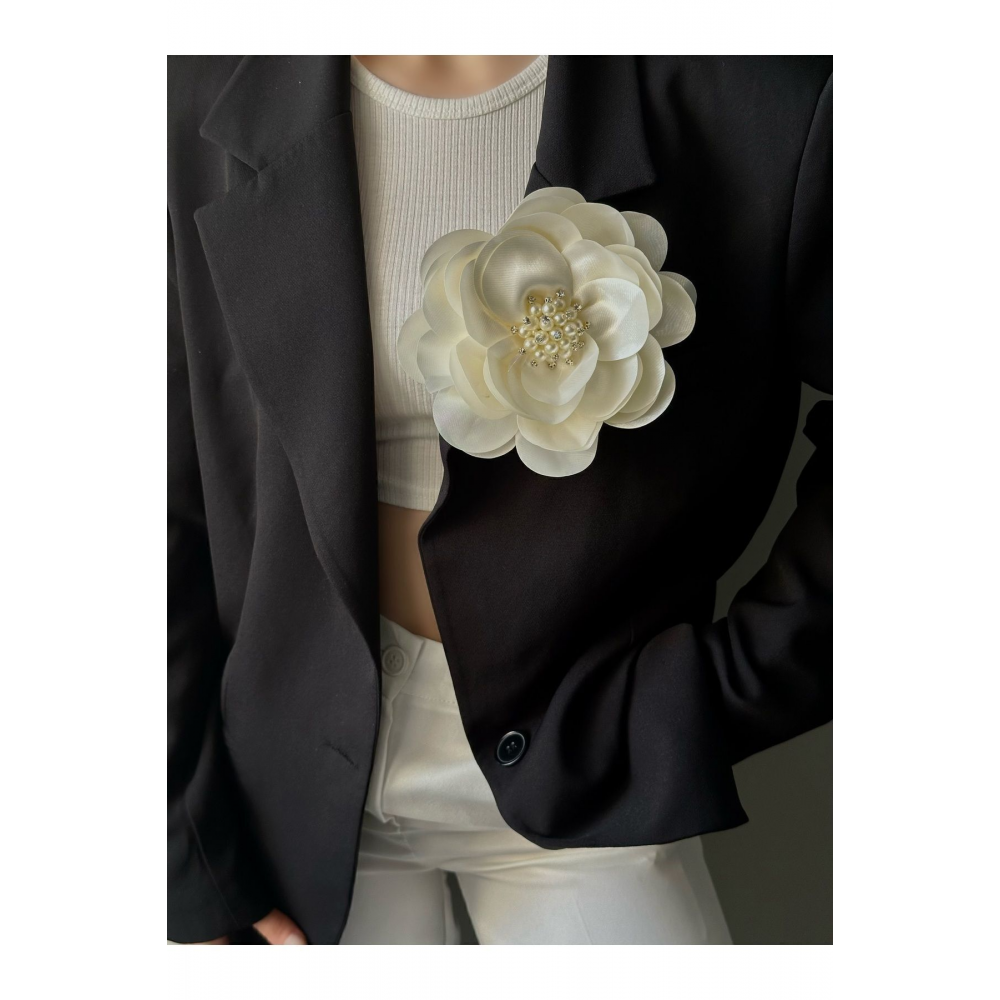 Elegant İğneli Yaka Çiçeği İNCİ TAŞLI Çiçek Broş Kumaş Yakagülü Ceket Elbise Şapka İçin Şık Aksesuar