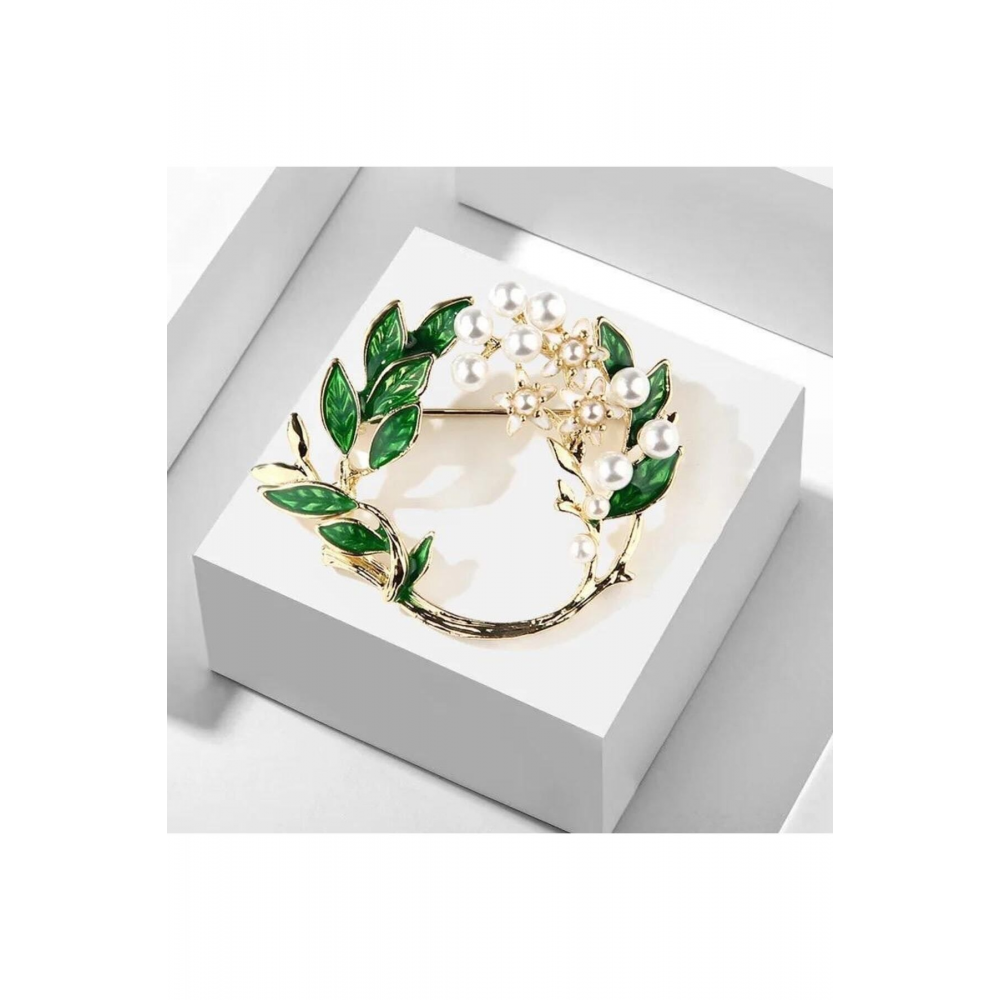 Helen Modeli Inci Yaprak Broş
