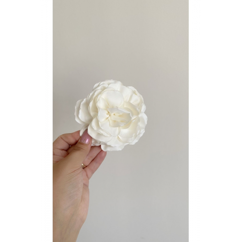 Iğneli Kumaş Çiçek Broş Ekru Gül Broş