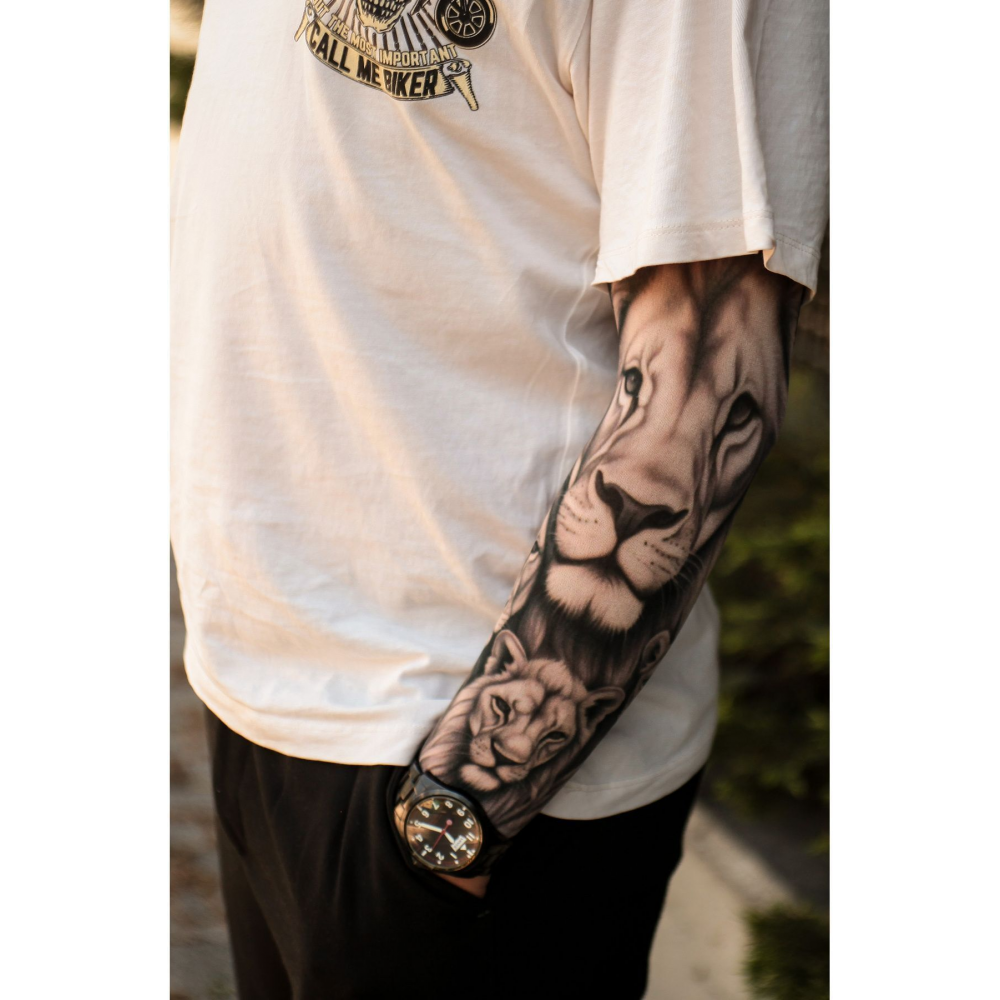 Giyilebilir Aslanlı Kol Dövmesi  3D Baskılı Tattoo