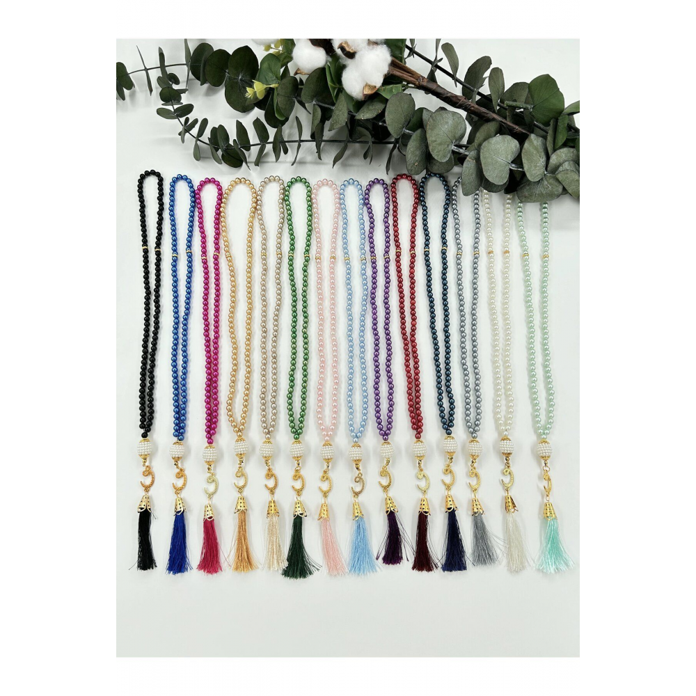 10 ADET HEDİYELİK VAVLI PÜSKÜLLÜ PLASTİK İNCİ 99'LU NAMAZ TESBİHİ