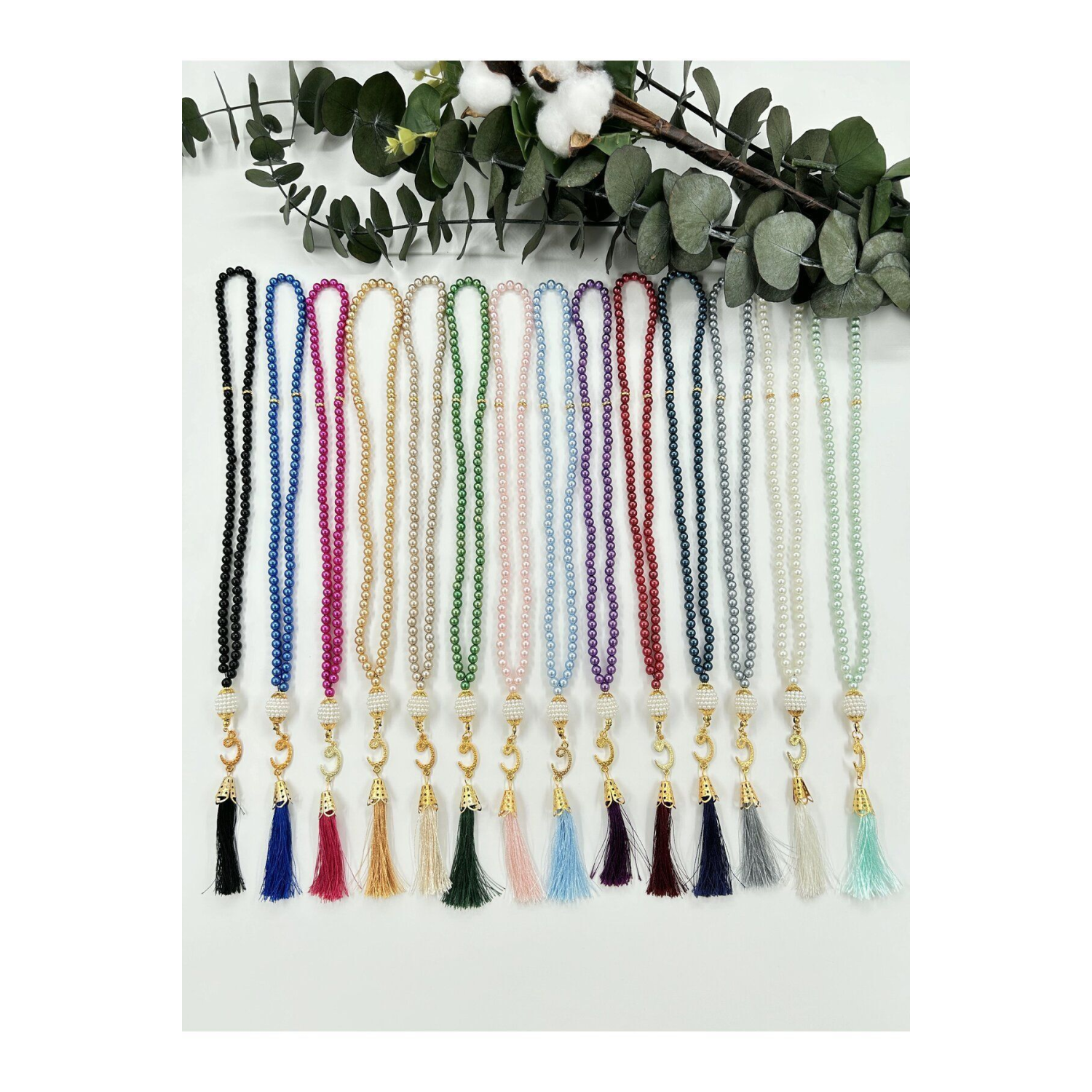 10 ADET HEDİYELİK VAVLI PÜSKÜLLÜ PLASTİK İNCİ 99'LU NAMAZ TESBİHİ