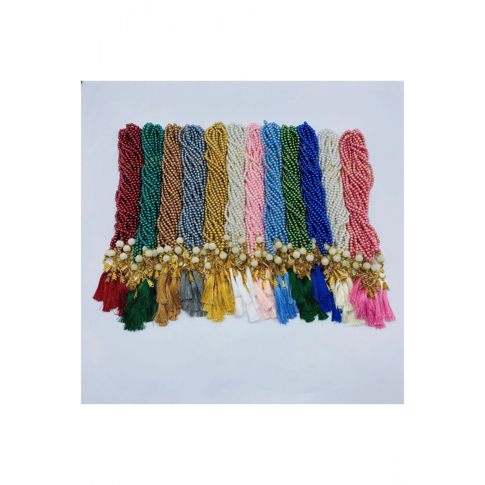 10 Adet Karışık Renk Hediyelik Püsküllü Plastik Inci 99'lu Namaz Tesbihi ( Mevlit-sünnet-hac-umre)