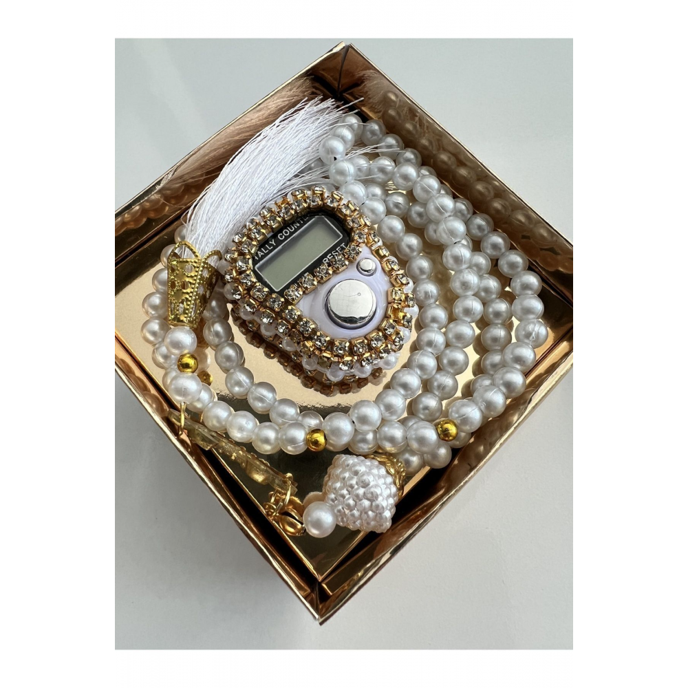 Hediyelik Taşlı Zikirmatik Ve Tesbih Seti Kutulu