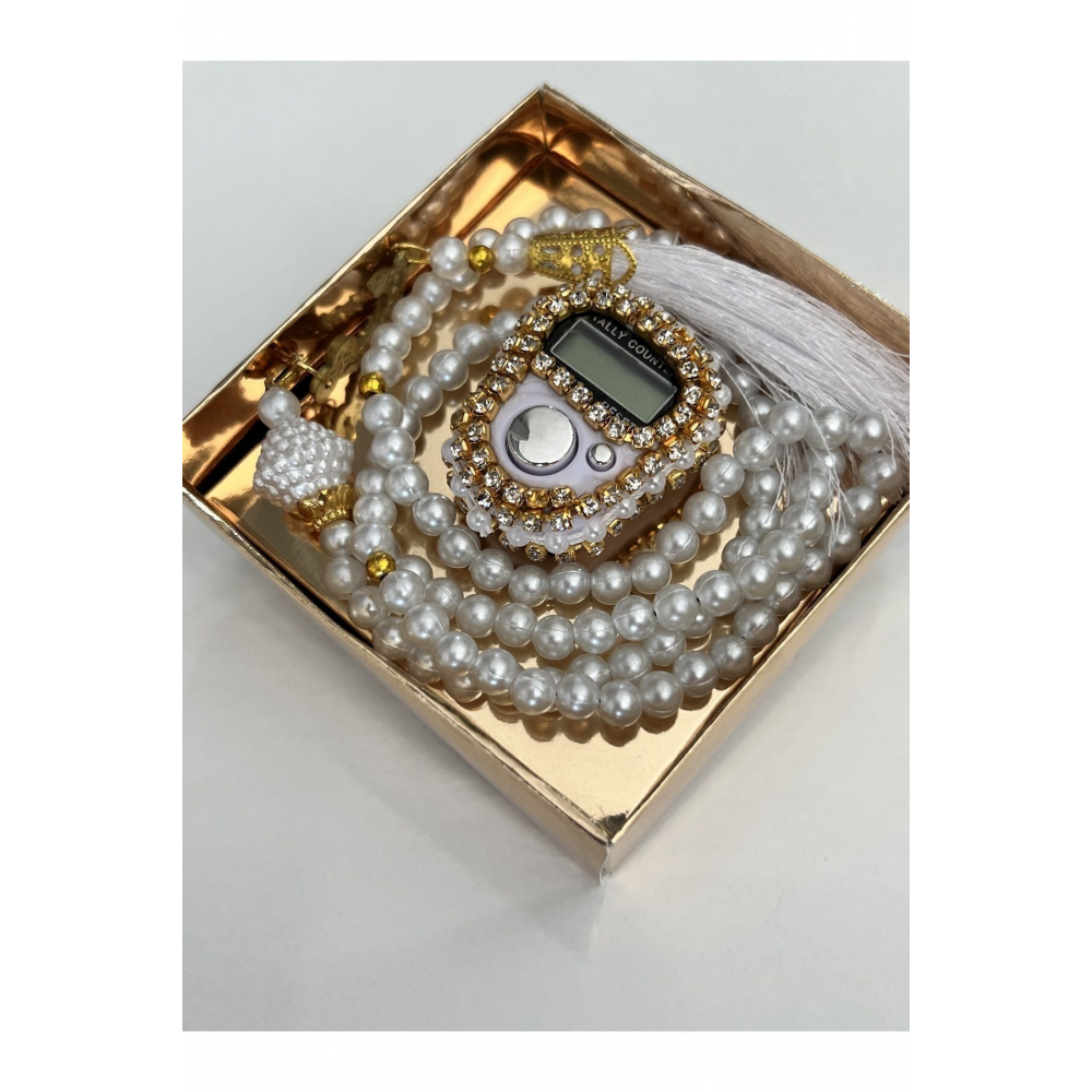 Hediyelik Taşlı Zikirmatik Ve Tesbih Seti Kutulu