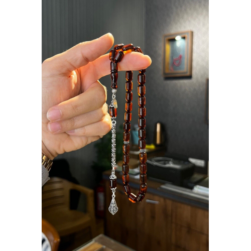 Osmanlı Modeli Sıkma Kehribar Gümüş Tasarım