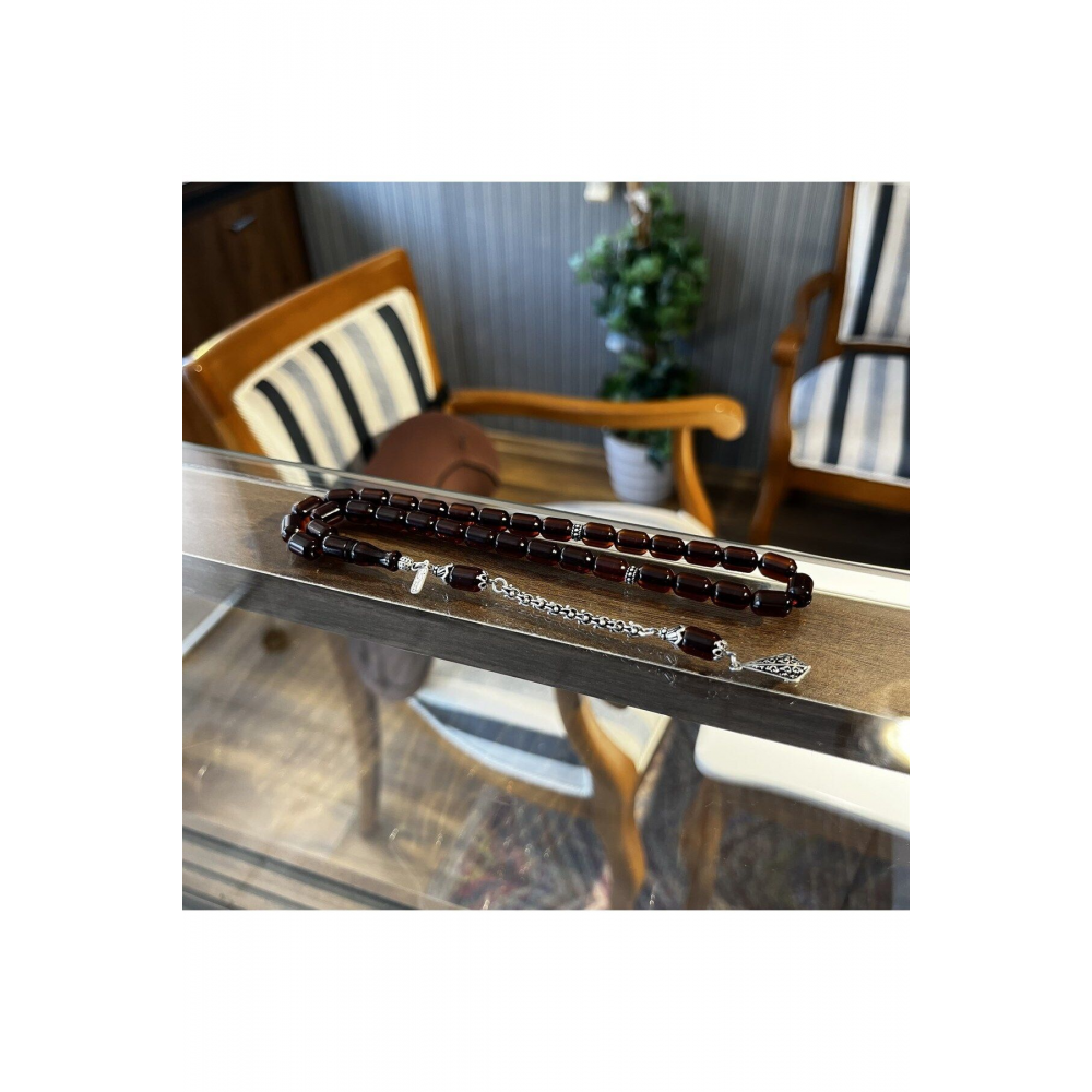 Osmanlı Modeli Sıkma Kehribar Gümüş Tasarım