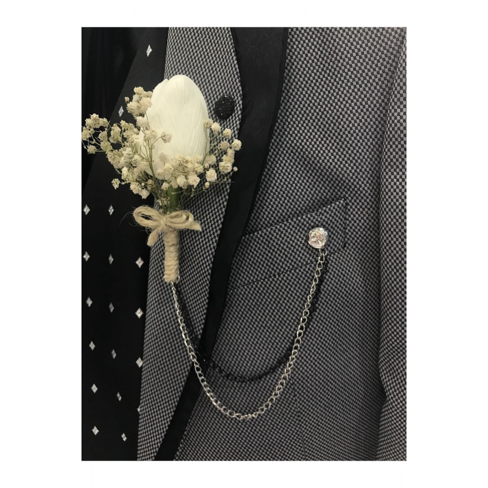 Beyaz Lale Yaka Çiçeği Ve Zincir - Sağdıç Çiçeği - Damat Çiçeği