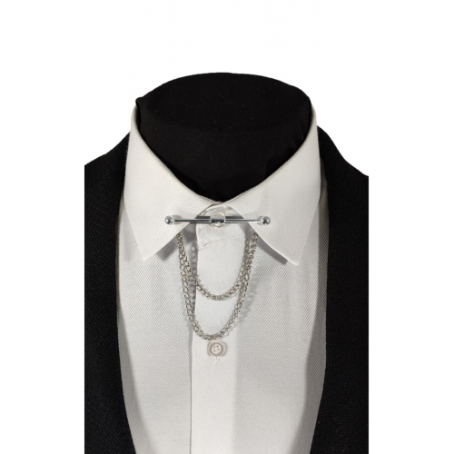 Her Gömleğe Uygun Klipsli Gümüş Gri Renginde Metal Gömlek Yaka Iğnesi Yaka Zinciri