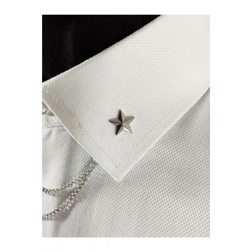 Yıldız Figürlü Gümüş Gri Renginde Metal Gömlek Yaka Iğnesi Yaka Zinciri