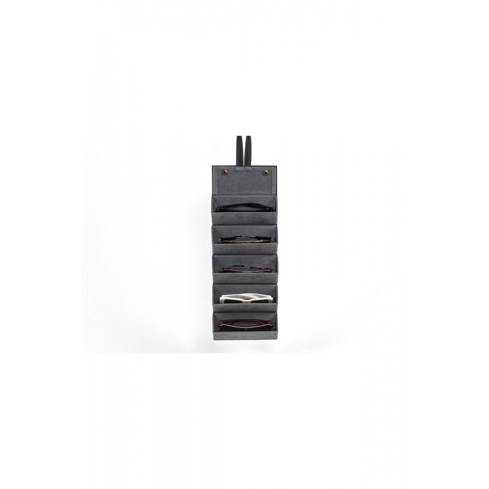 El Yapımı Deri 5'li Gözlük Taşıma Ve Saklama Çantası- Siyah Renk