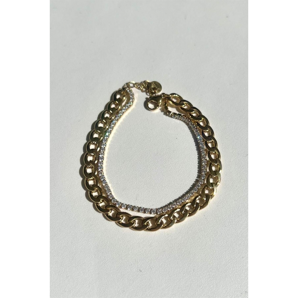 Çift Sıra Suyolu Zincir Bileklik | Çelik