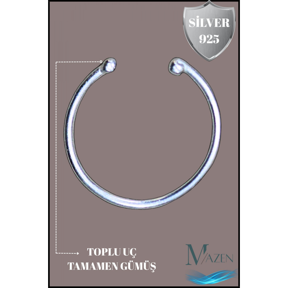 925 Ayar Gümüş Halka Deliksiz Sıkıştırmalı Kıstırmalı Fake Hızma Gümüş Renk