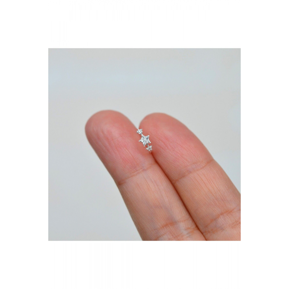 925 Ayar Gümüş Minik Yıldızlı Halka Hızma