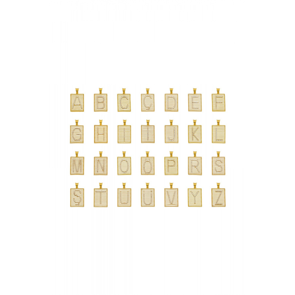 925 Ayar Gümüş Zirkon Taşlı Plaka Harf Kolye Ucu