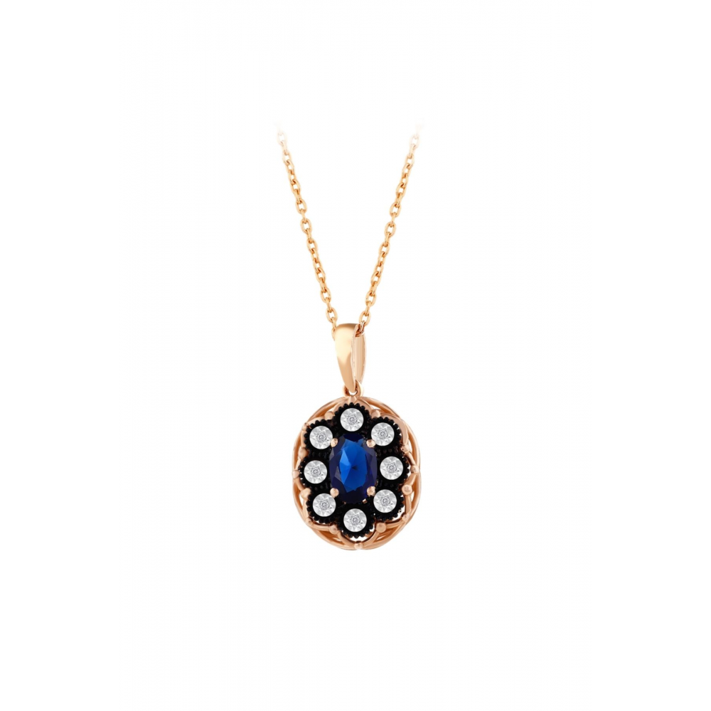 0.05 Karat Safir Renkli Elmas Kolye