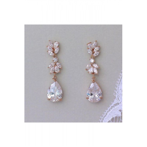 Elmas Zirkon Taşlı Çivili Küpe Altın