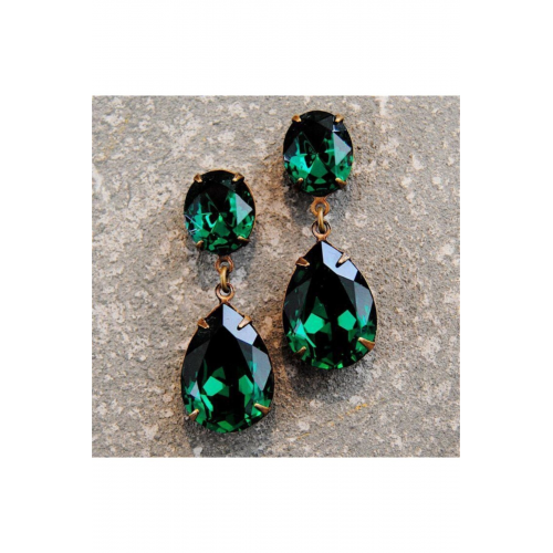 Kadın Yeşil Altın Elmas Küpe