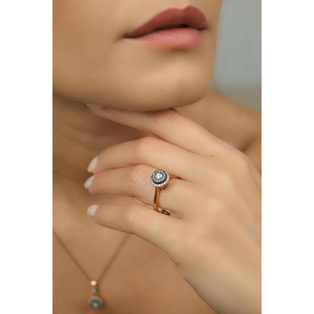 Asil Yuvarlak Taşlı Elmas Yüzük Elm1449