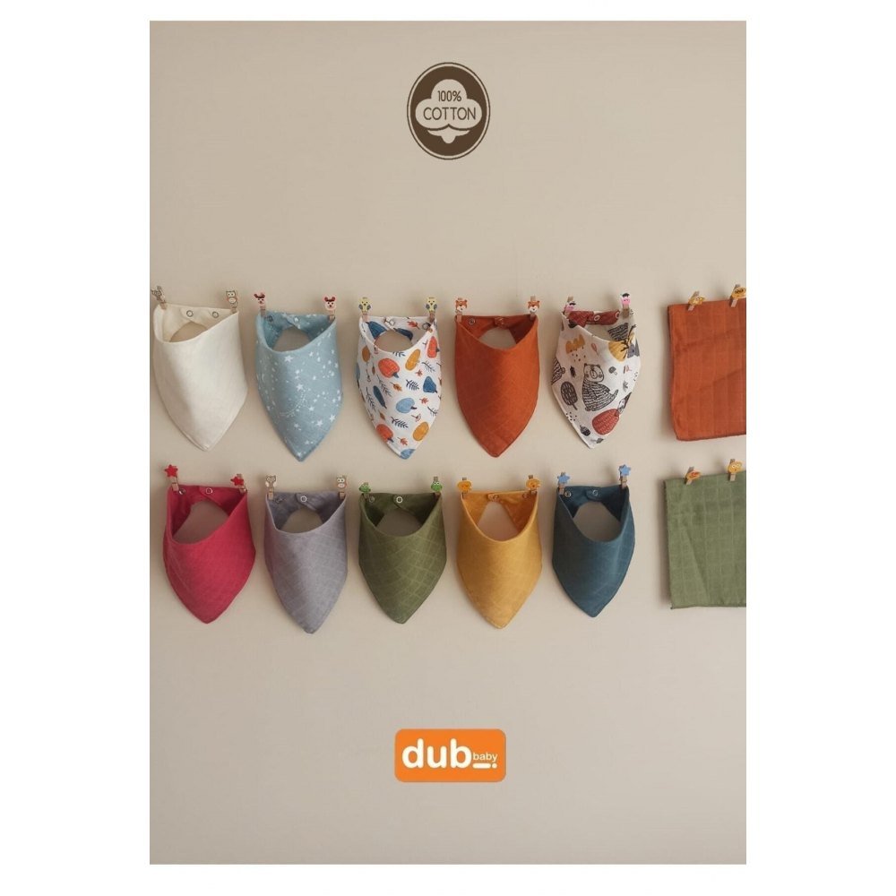 10 Adet Organik Müslin % 100 Pamuklu Bebek Fuları Salya Mama Önlüğü