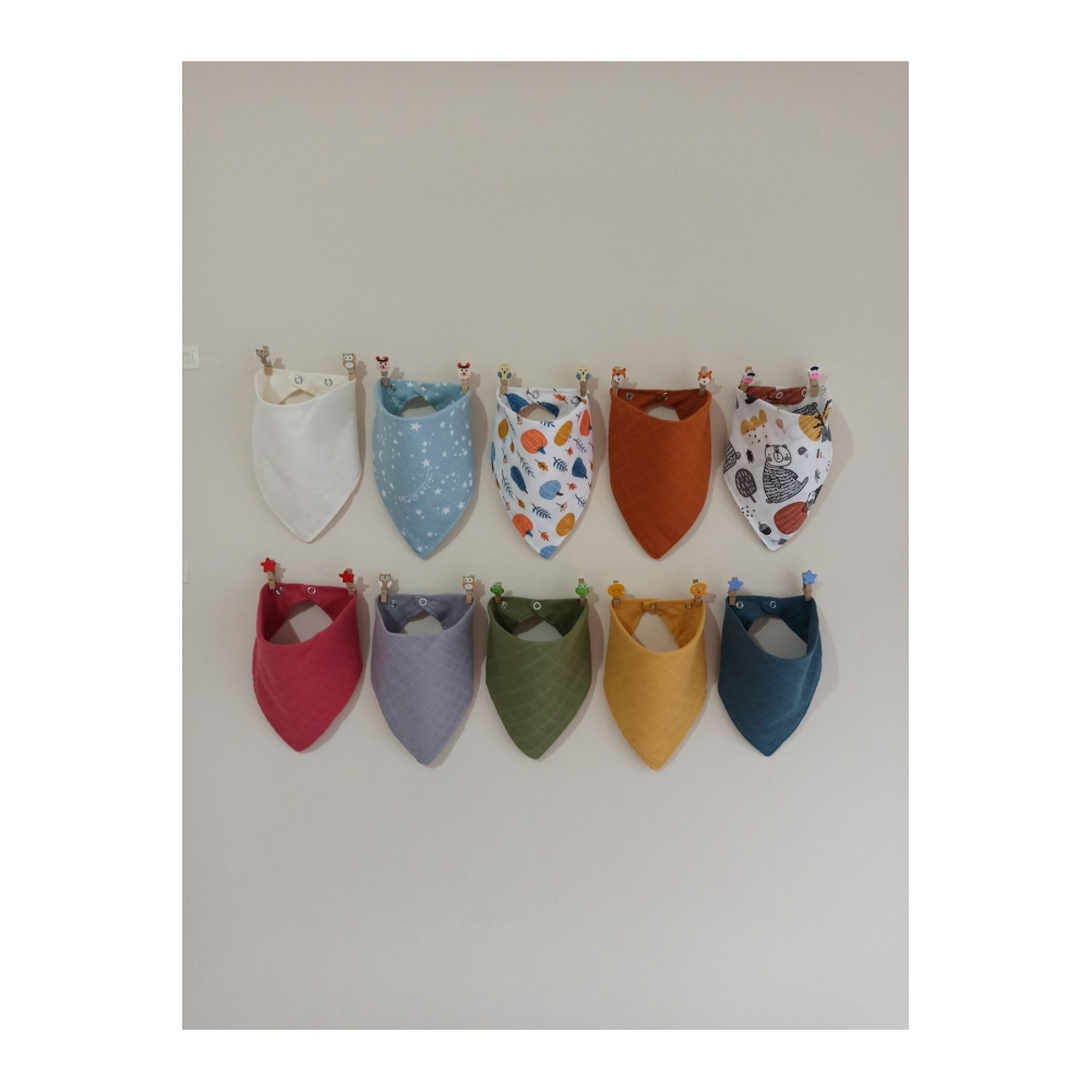 10 Adet Organik Müslin % 100 Pamuklu Bebek Fuları Salya Mama Önlüğü