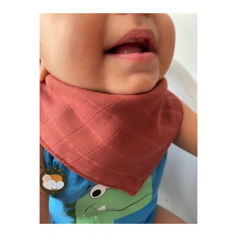 (12 ADET) Run Baby %100 Organik Pamuk Müslin Kumaş Iki Çıtçıtlı Bebek Salya Önlük & Fular