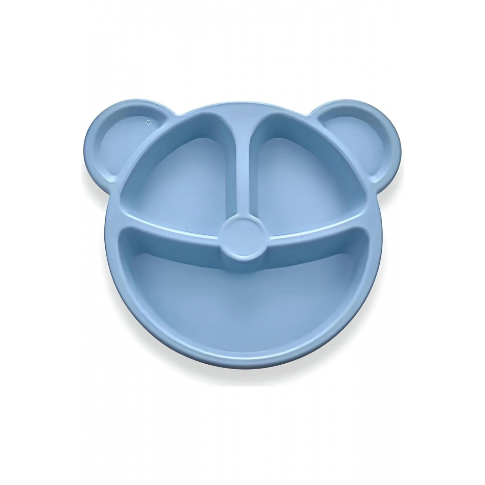 Baby 3 Parça Tavşan Figürlü Çocuk Çatal Kaşık Ve Mama Tabağı Seti (mavi)