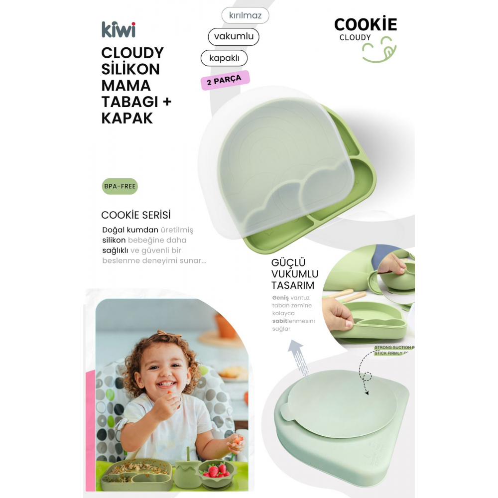 Cloudy 11 Parça Full Silikon Bebek Beslenme Seti: Güvenli, Esnek, BPA / PVC İçermez, %100 Doğal