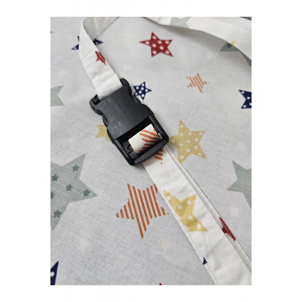 Balenli Emzirme Önlüğü 100x80 Cm Ayarlanabilir Boy Renkli Yıldız Emzirme Örtüsü Organik Pamuklu