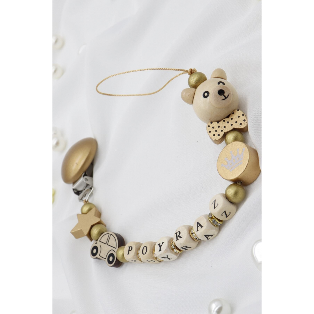 Isimli Emzik Zinciri - Emzik Askısı - Bebek Hediyesi Bez023