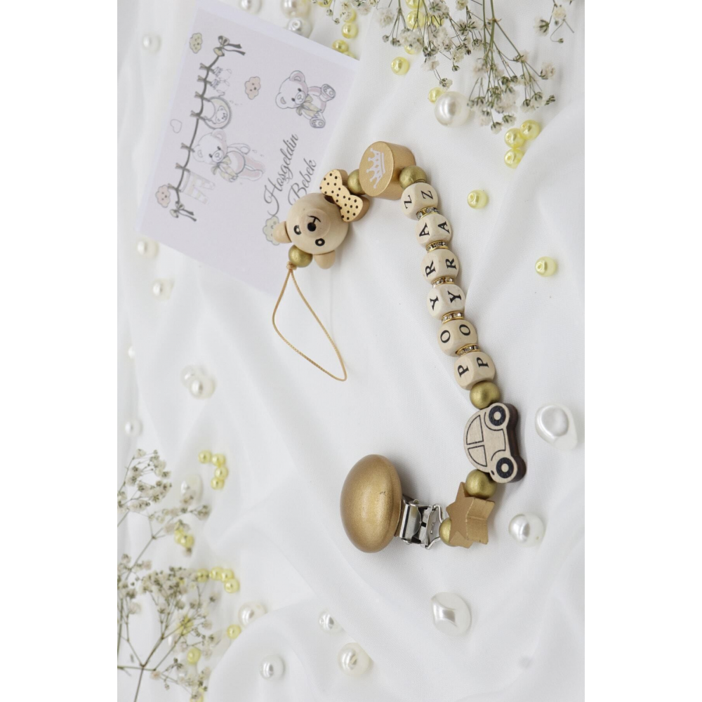 Isimli Emzik Zinciri - Emzik Askısı - Bebek Hediyesi Bez023