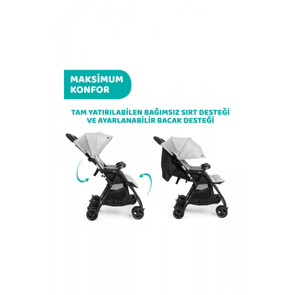 Ohlala 2 Twin Ultra Hafif Ikiz Bebek Arabası Silver