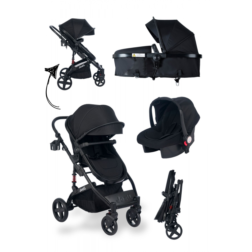 Truva 1712 Travel Sistem Bebek Arabası Full Black