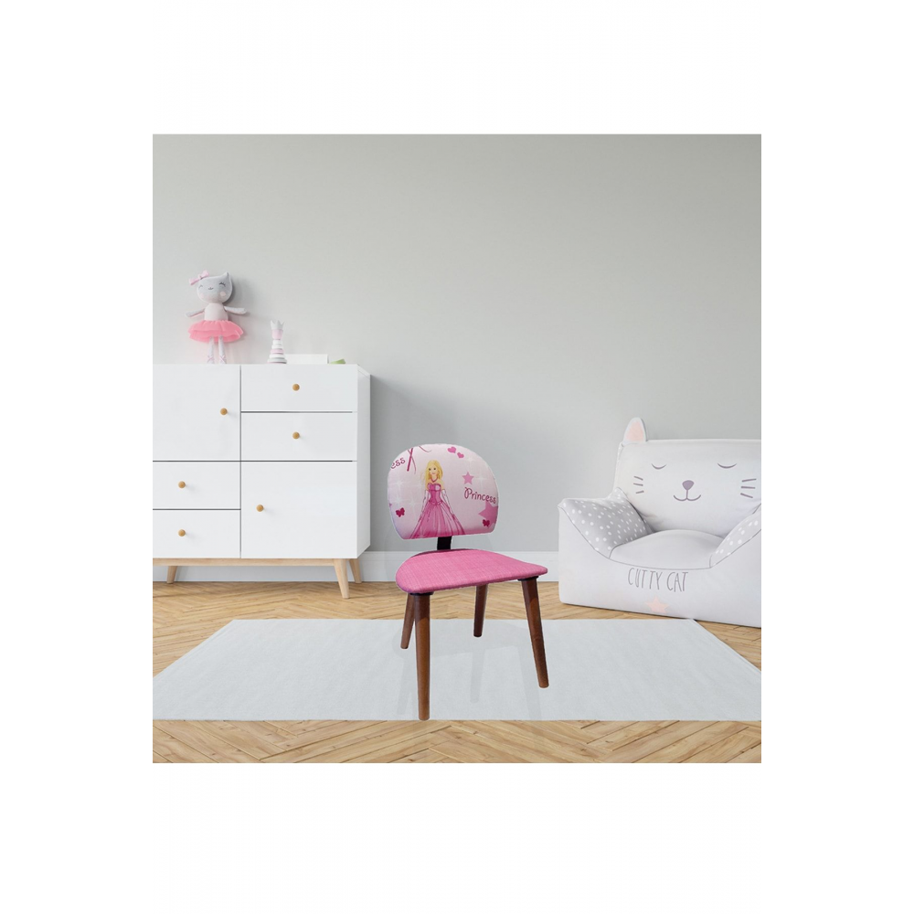 Prenses Desenli Çocuk Koltuk Barbi Çocuk Ders Çalışma Oyun Faliyet Sandalyesi