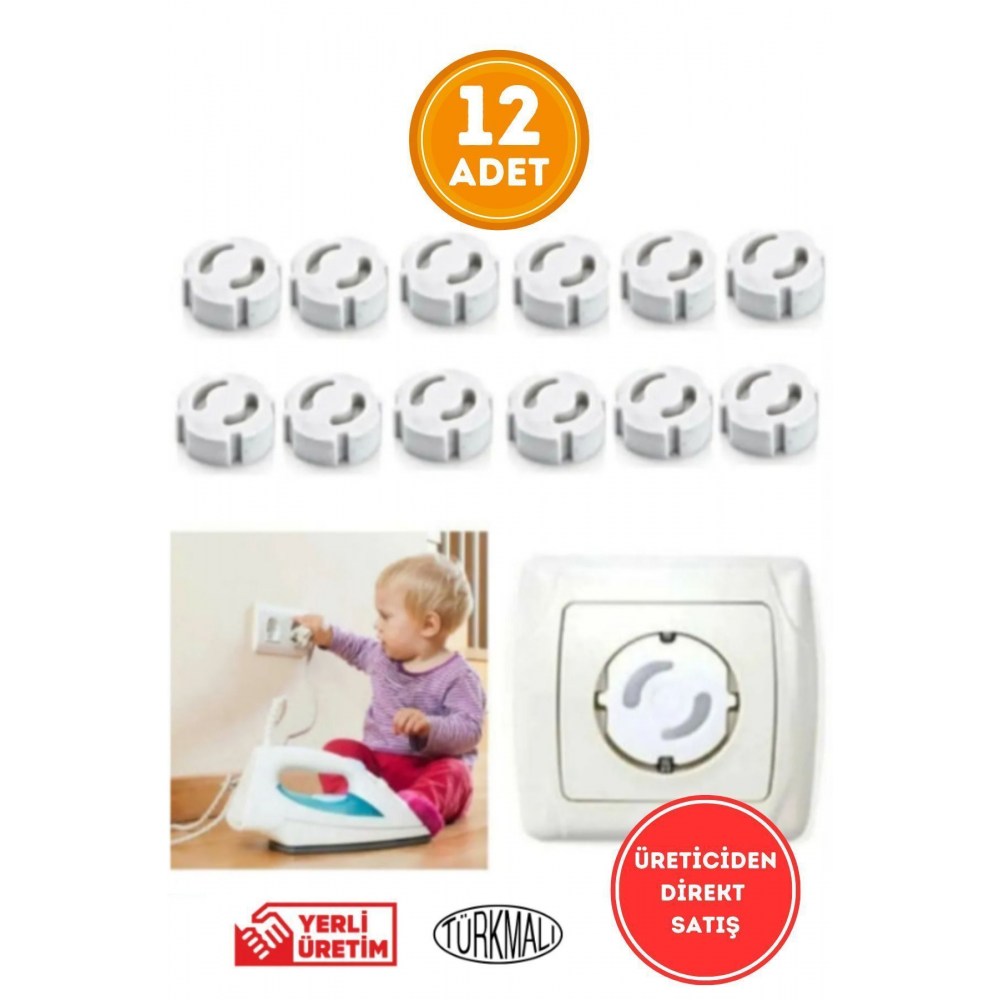 12 Adet Priz Kapağı, Priz Koruyucu, Priz Kapatıcı