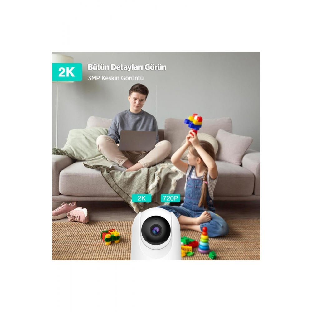 360 C211 2k Pro Wifi 360° Akıllı Güvenlik Kamerası Bebek Monitörü Evcil Hayvan Kamerası Iç