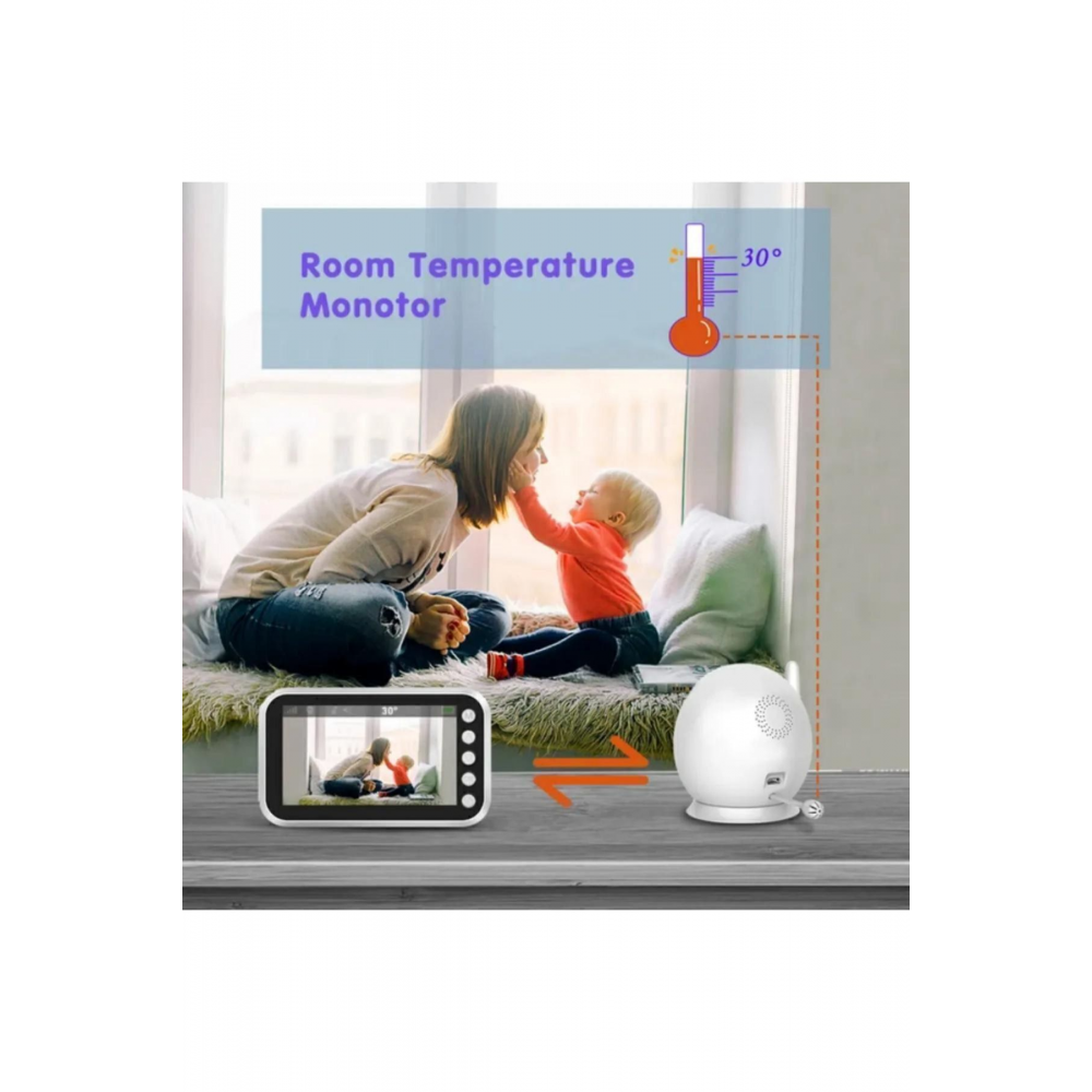 CT-LCD Ekranlı Gece Görüşlü Bebek Monitörü - Bebek Izleme Kamerası Oda Sıcaklığı Kontrollü Kablosuz