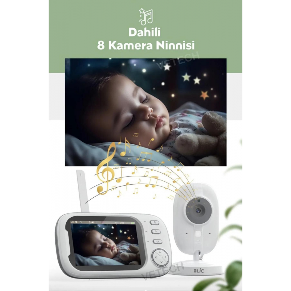 Dijital Bebek İzleme Cihazı Ekranlı Bebek İzleme Kamerası Dahili Mikrofon & Hoparlör 1MP