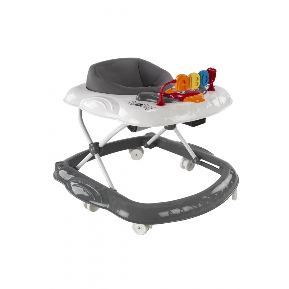 Beyaz Müzikli Yürüteç Çocuk Yürüteci Gri Beyaz Koltuklu