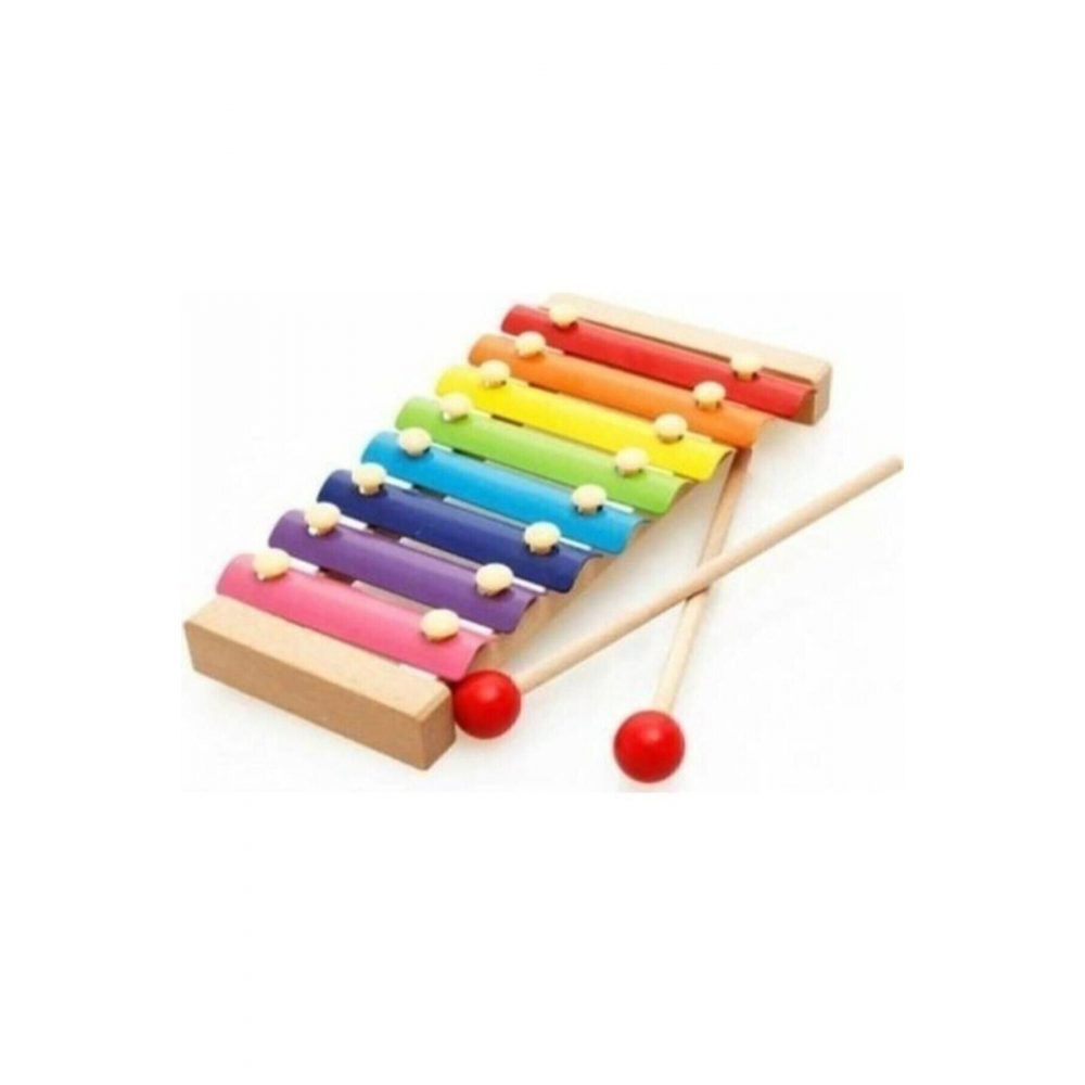 Büyük Boy Ahşap Ksilofon 8 Nota 8 Ton 25 Cm 8 Tuşlu Sesli Selefon Oyuncak